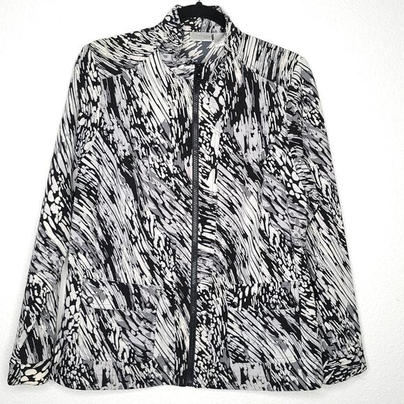 Zenergy Chico's Metallic Zebra Print Full Zip Lightweight Jacket, Size 8 Medium - Picture 12 of 12